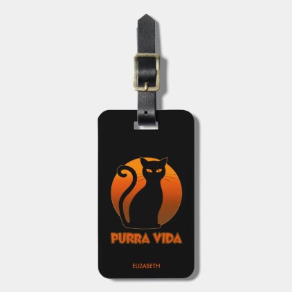 Purring Cat And Sun Purra Vida Pure Life Funny Luggage Tag