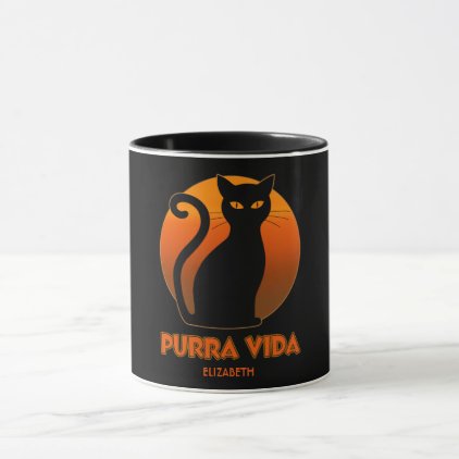 Purring Cat And Sun Purra Vida Pure Life Funny Mug