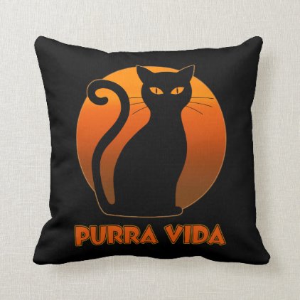 Purring Cat And Sun Purra Vida Pure Life Funny Throw Pillow