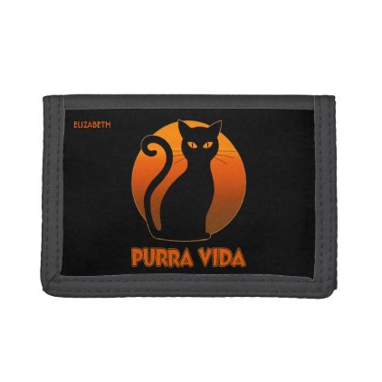 Purring Cat And Sun Purra Vida Pure Life Funny Trifold Wallet