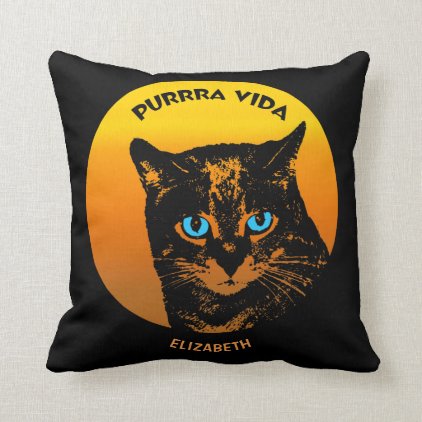 Purring Cat And Sun Purrra Vida Pure Life Cool Throw Pillow
