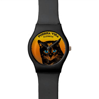 Purring Cat And Sun Purrra Vida Pure Life Cool Wrist Watch