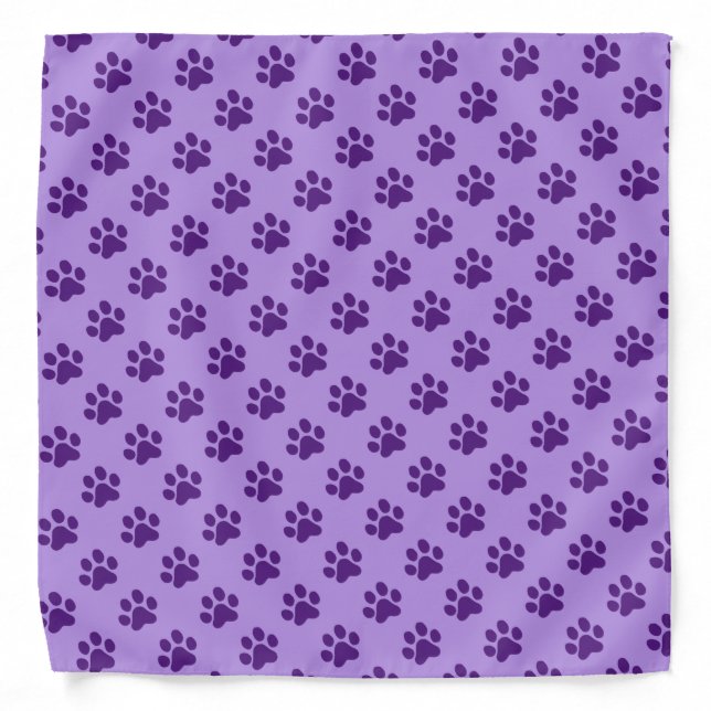 Purring Purple Paw Prints Bandana (Front)