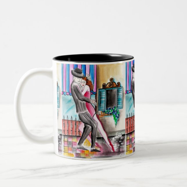 Purring Tango - Ronroneando Two-Tone Coffee Mug (Left)