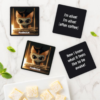 Purrinstein Halloween Cat Coaster Set