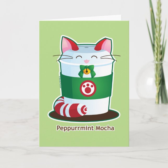 Purrista Pawfee - Cute Holiday Coffee Cat Card (Front)