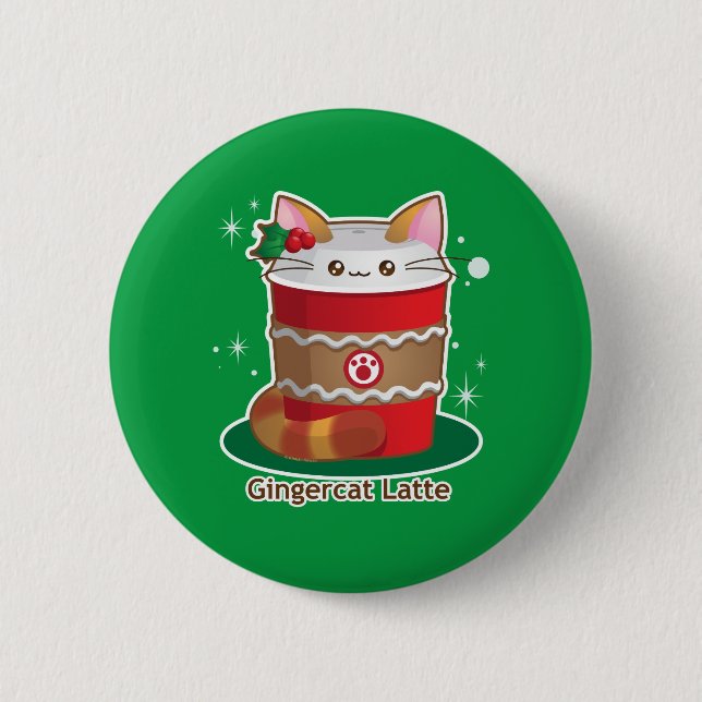 Purrista Pawfee: Cute Holiday Ginger Cat Coffee Button (Front)