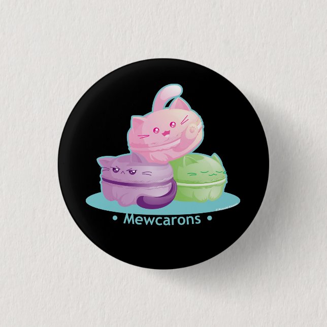 Purrista Pawfee: Cute Kitty Cat Macarons Button (Front)