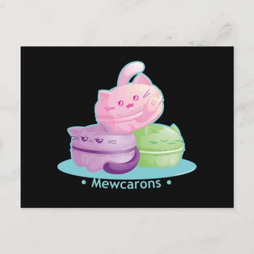 Purrista Pawfee Cute Kitty Cat Macarons Postcard