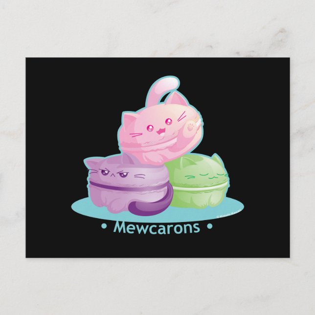 Purrista Pawfee: Cute Kitty Cat Macarons Postcard (Front)
