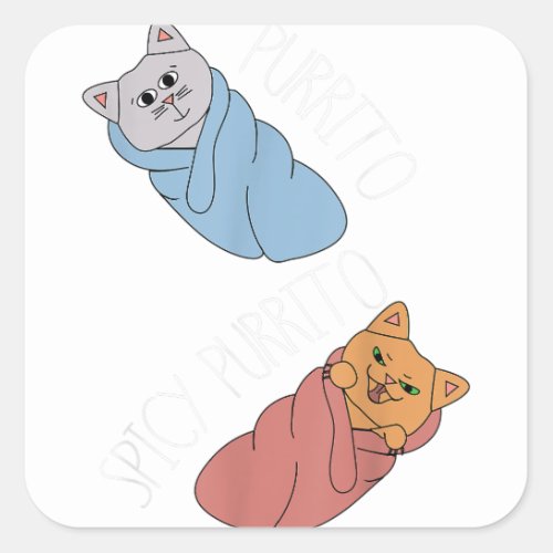 PURRITO BURRITO CAT Funny Food Cats Lover Square Sticker