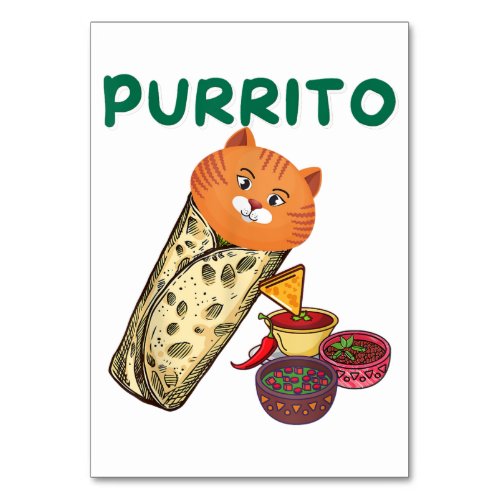 Purrito Cat in a Burrito _ Cat Lover Mexican Food Table Number