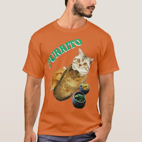 Purrito Cat In A Burrito Gift Halloween Day Thanks T_Shirt