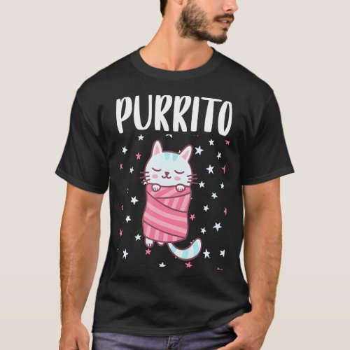 Purrito Funny Kawaii Cat In A Burrito Kitty Kat T_Shirt