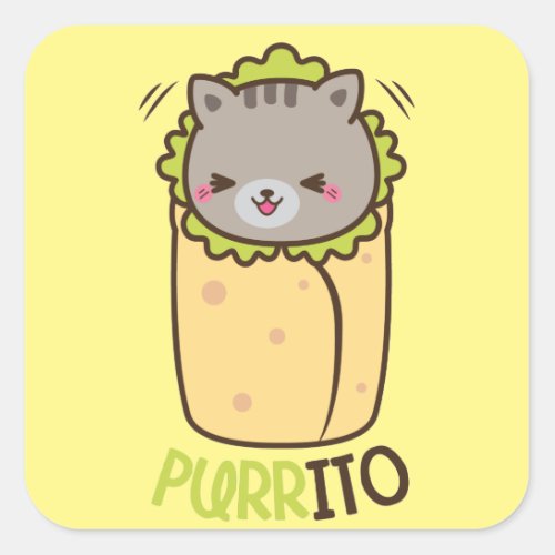 Purrito Kitty Burrito Square Sticker