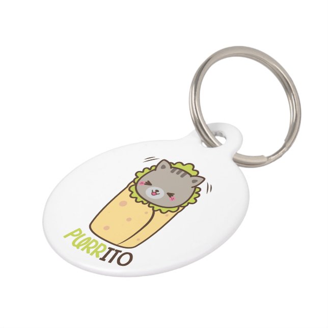 Purrito Kitty Cat Burrito Pet ID Tag (Side)