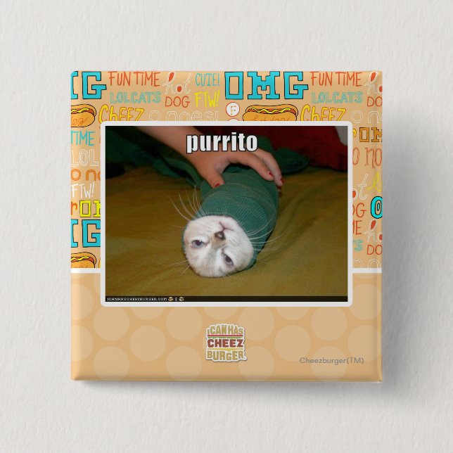purrito pinback button (Front)