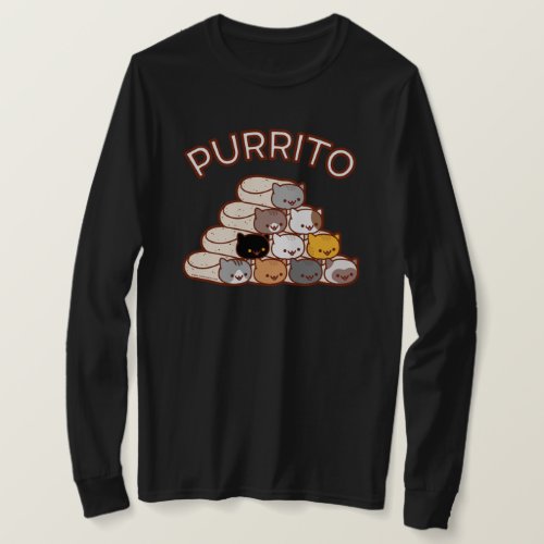 PURRITO PYRAMID Cat Burrito Long Sleeve T_SHIRT