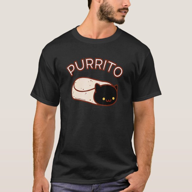 Purrito The Cat Burrito  Black T-Shirt (Front)