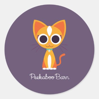 Purrl The Cat Classic Round Sticker by peekaboobarn at Zazzle