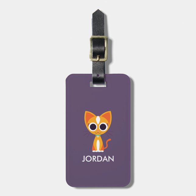 Purrl the Cat Luggage Tag (Front Vertical)