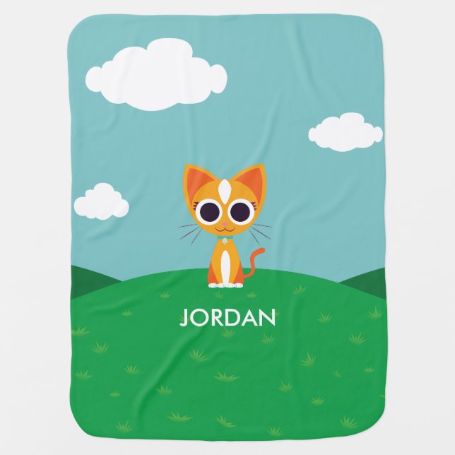 Purrl the Cat Receiving Blanket (Front)