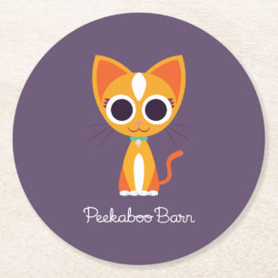 Purrl the Cat Round Paper Coaster