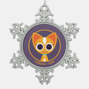 Purrl the Cat Snowflake Pewter Christmas Ornament