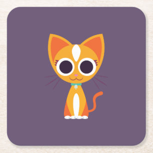 Purrl the Cat Square Paper Coaster