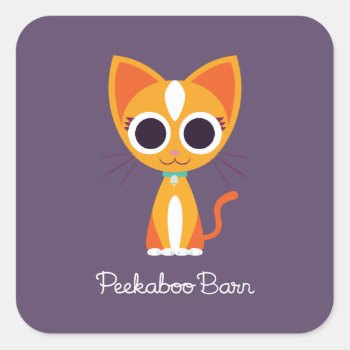 Purrl The Cat Square Sticker by peekaboobarn at Zazzle