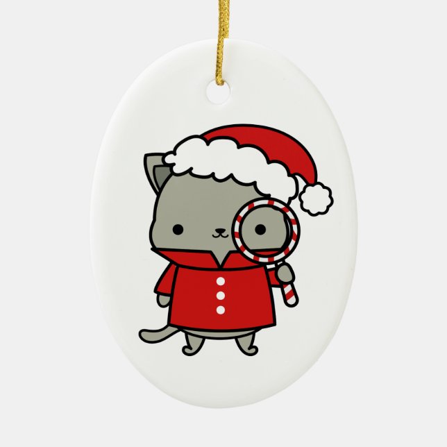 Purrlock Claus Ceramic Ornament (Front)