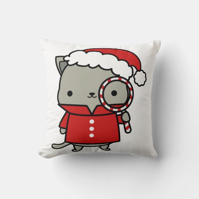 Purrlock Claus & MoriarTEA Throw Pillow (Front)