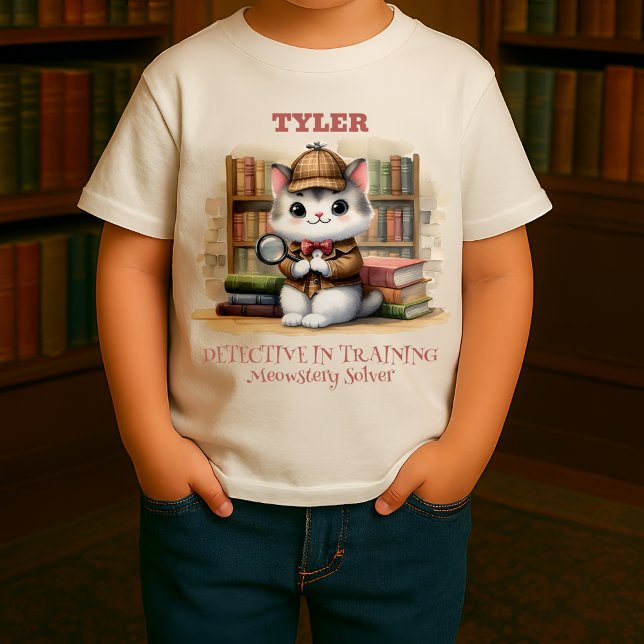 Purrlock Holmes Bookish Toddler Baby T-Shirt (Purrlock Kitten in situ front toddler t-shirt)