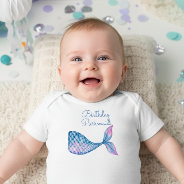 purrmaid cat mermaid cute baby bodysuit (Creator Uploaded)