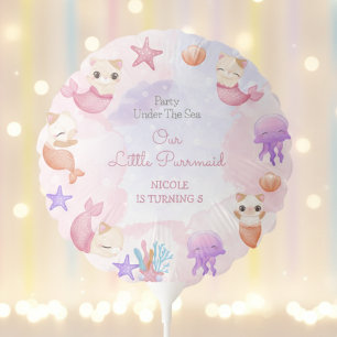 Purrmaid cat mermaid cute girl birthday balloon