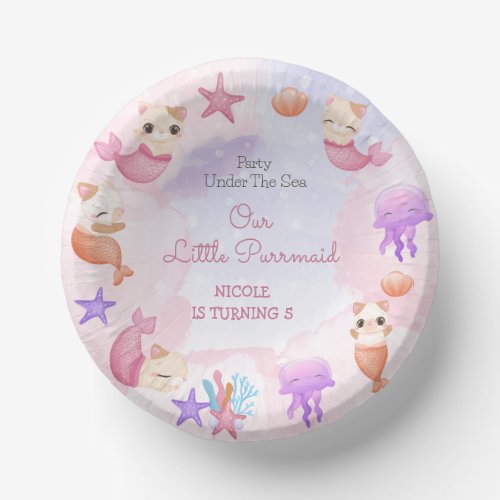 Purrmaid cat mermaid cute girl birthday bowl