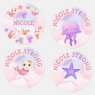 Purrmaid cat mermaid cute girl clothing label