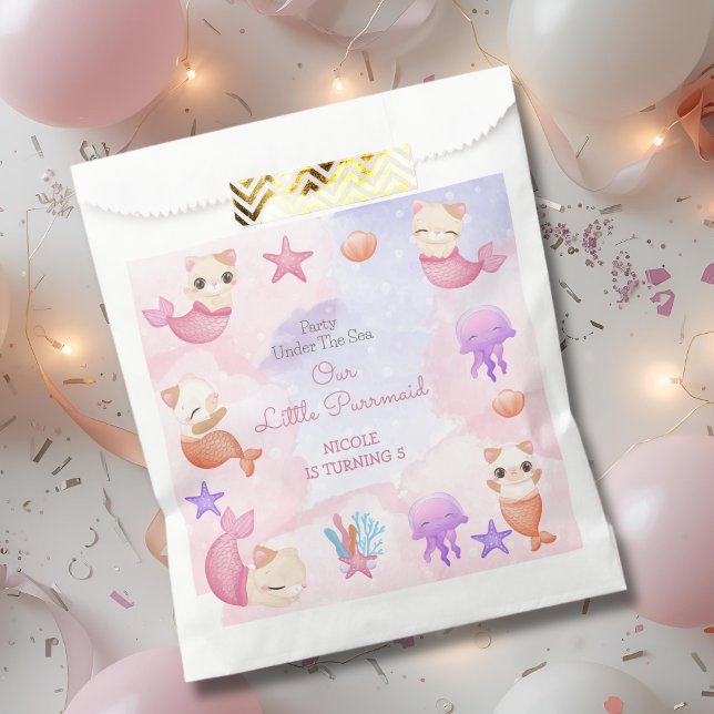 Purrmaid cat mermaid cute pet girl birthday favor bag (Creator Uploaded)