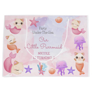 Purrmaid cat mermaid sweet girl birthday large gift bag