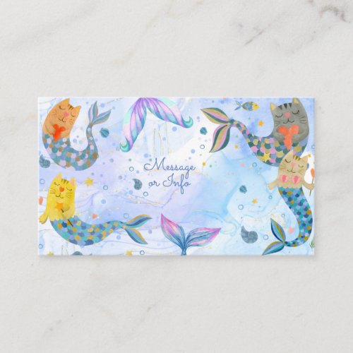 Purrmaid cat mermaid watercolor girl birthday enclosure card