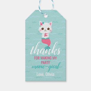 Purrmaid Mermaid Kitty Birthday Favor Gift Tags