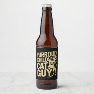Purroud Childless Cat Guy Voting For President Beer Bottle Label