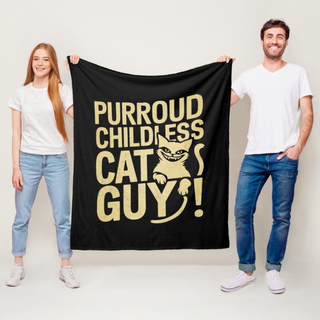 Purroud Childless Cat Guy Voting For President Fleece Blanket (In Situ)