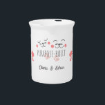 Purrpose built intertwined cats custom names beverage pitcher<br><div class="desc">Enjoy your favorite warm beverages with our Valentine's Day latte mug, featuring a delicate design of two intertwined cats symbolizing a close bond. Personalize this charming mug with your names, making each coffee break a special moment of connection. Ideal for cozy mornings or relaxing evenings, this latte mug not only...</div>