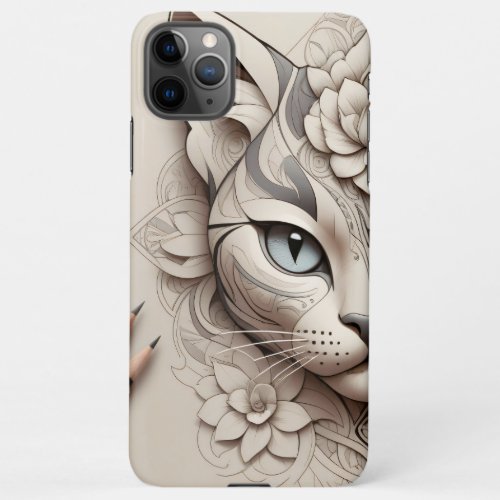 Purrrfect Cat in Tattoo Style iPhone 11Pro Max Case