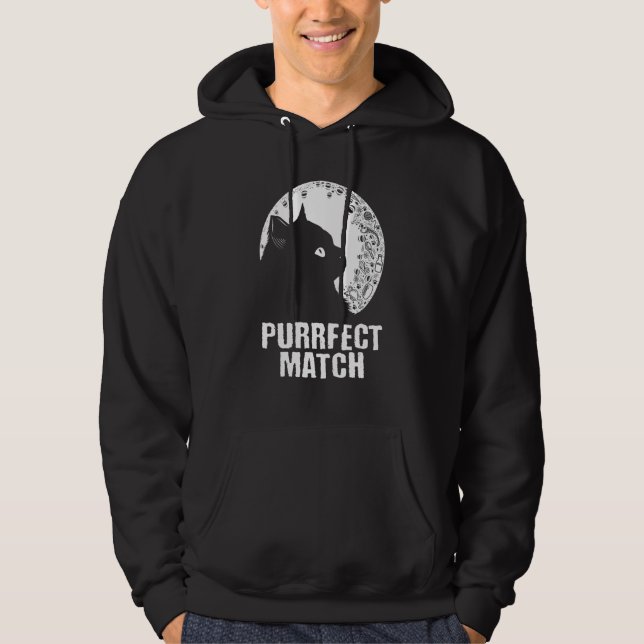 Purrrfect Match Cat Mom Couples Cat Dad   Annivers Hoodie (Front)
