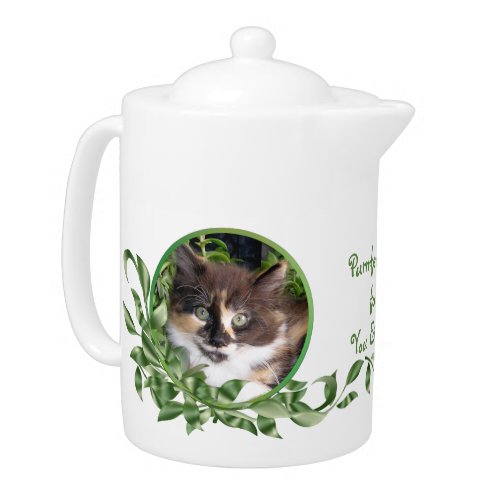 Purrrfect Tea Cute Calico Kitten Teapot