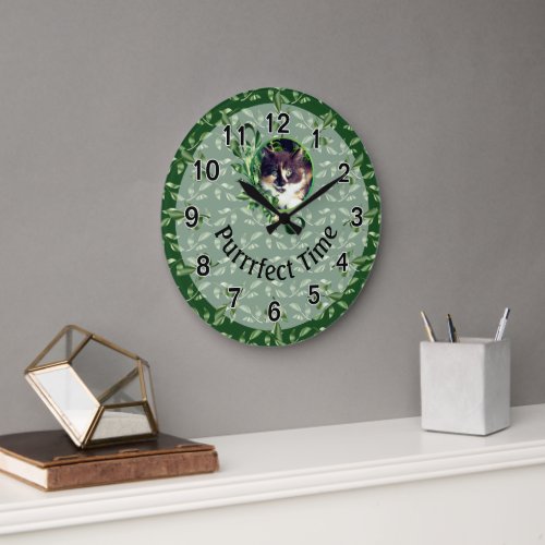 Purrrfect Time Calico Kitten Large Clock