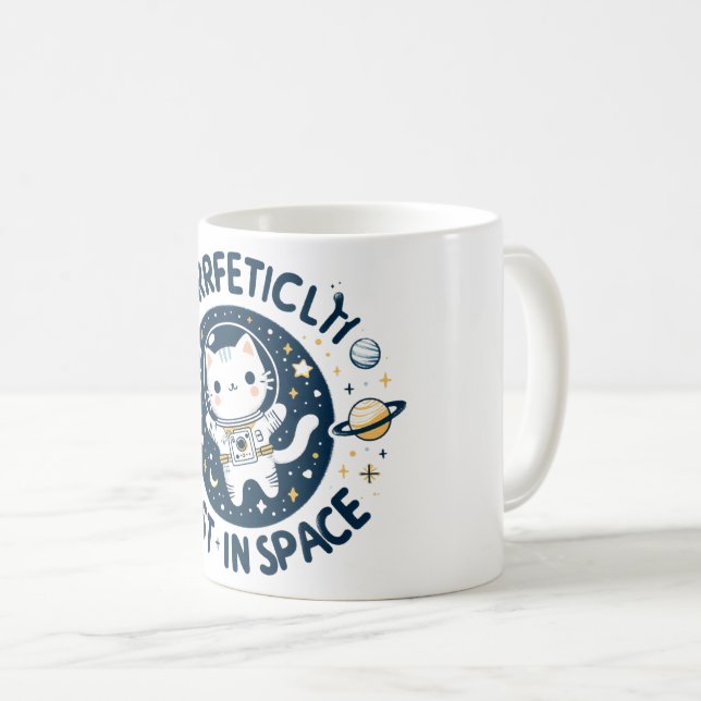 Purrrfectly Lost in Space Cute Astronaut Cat Mug (Front Right)