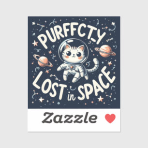Purrrfectly Lost in Space Cute Cat Astronaut Vinyl Sticker